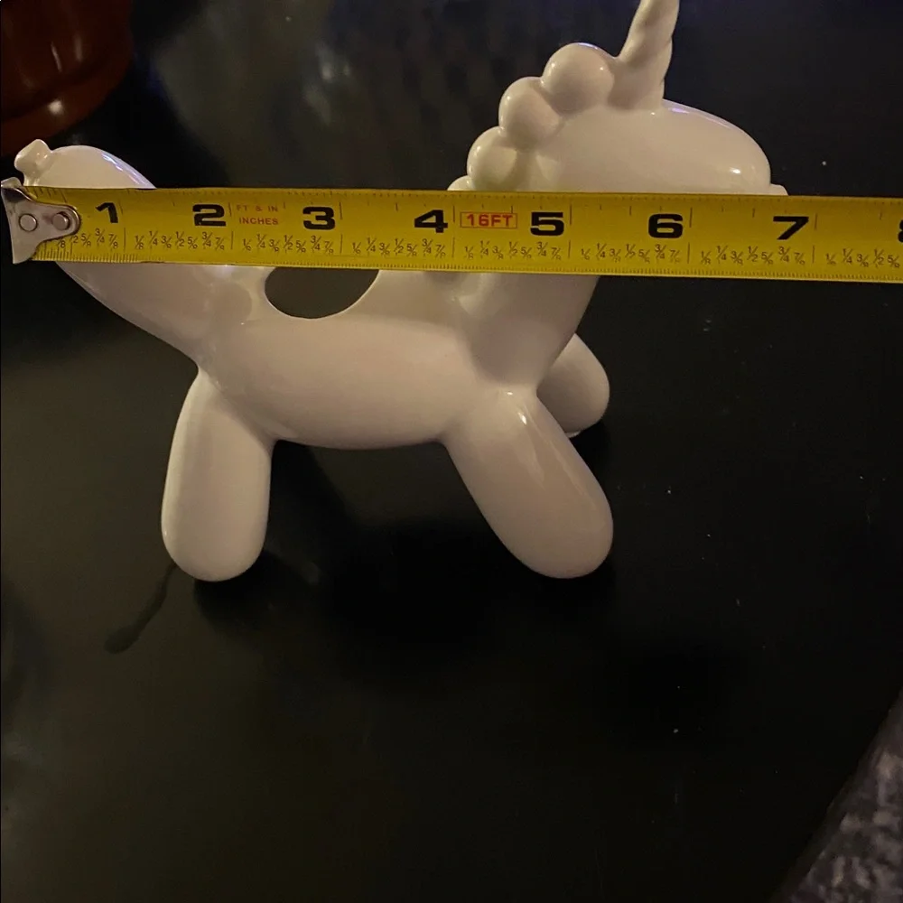 White Ceramic Balloon Unicorn. Opening for air plant or ?